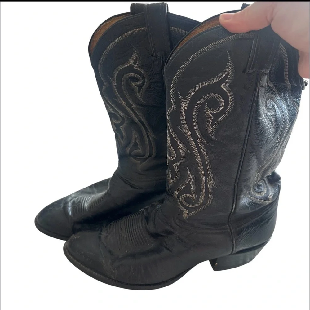 Tony Lama Black‎ cow boy men boots 12 EE